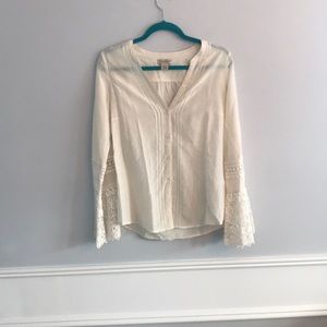 Lucky Brand Lace Trumpet Sleeve Blouse